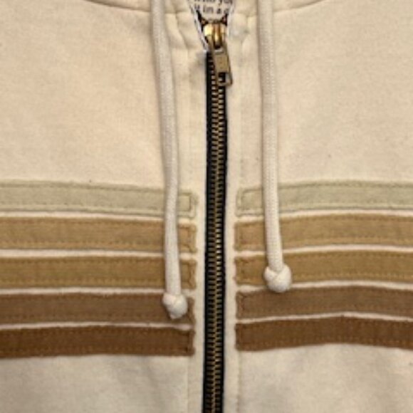 Aviator Nation 5 Stripe Zip Hoodie Cream Tan Beige - Picture 5 of 6